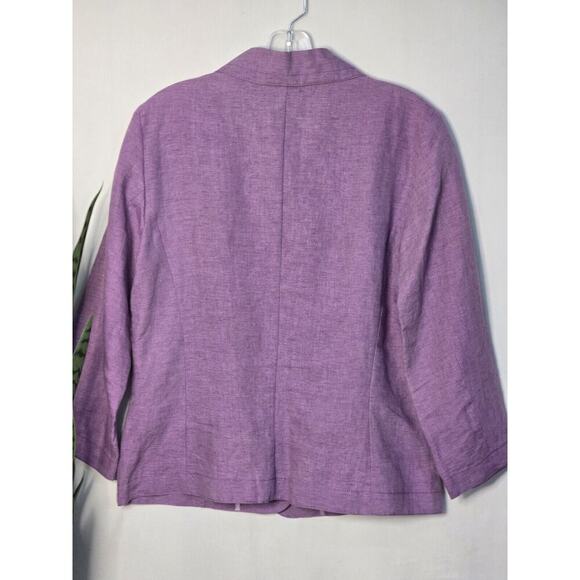 Bogner Womens Light Purple Linen Button Front Bracelet Sleeve Jacket Size 38/8/M - Picture 6 of 6